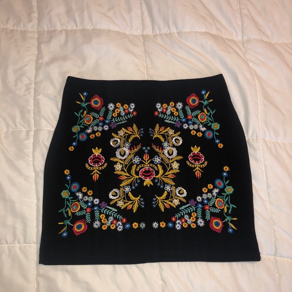 Black Embroidered Skirt